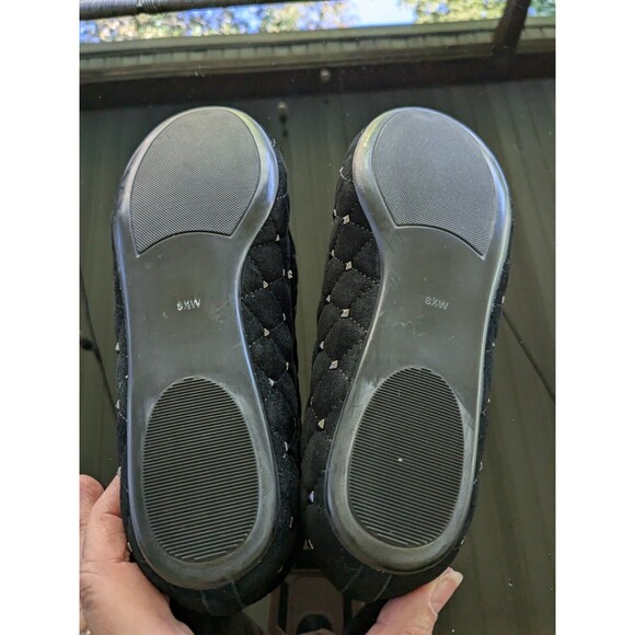 VANELi Quilted Flats Women's 8.5 W Studs Comfort Faux Suede Embellished Black - Picture 6 of 9